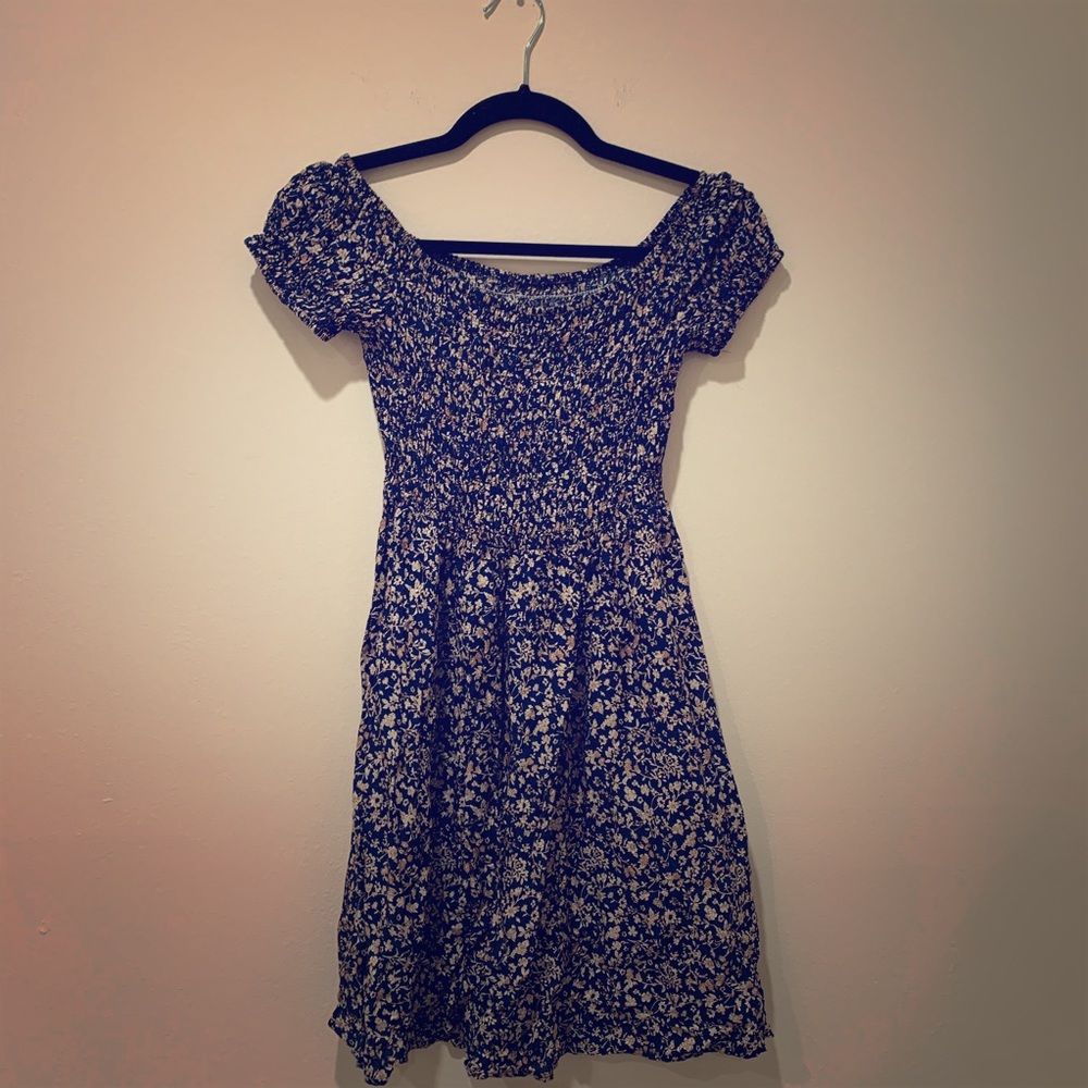 SHEIN Navy Floral Print Dress Size Small